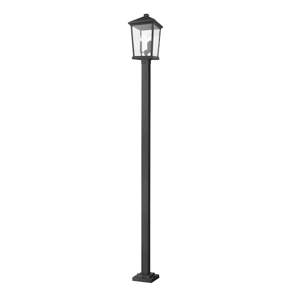 Z-Lite Beacon 3 Light Outdoor Post Mounted Fixture, Black & Clear Beveled 568PHXLS-536P-BK - main